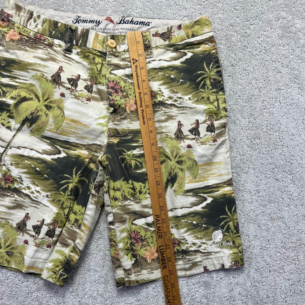 Tommy Bahama Shorts Mens 32 Green Stretch Bedford Bay Ko Olina Hawaiian Aloha - Picture 12 of 15